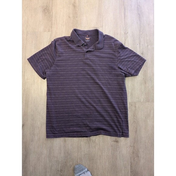 Van Heusen Other - Van Heusen Mens XL Purple Striped Short Sleeve Polo Shirt side vents